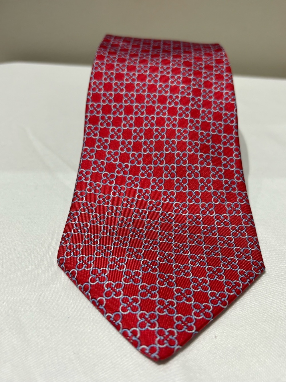 Salvatore Ferragamo Red Geometric Silk Tie